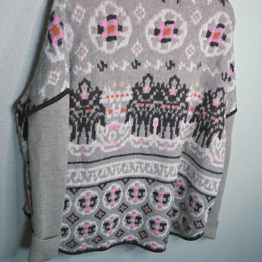 Sleeping On Snow Anthropologie Fair Isle Sweater XS/S Oversized Quarter Zip Nord - Picture 8 of 10